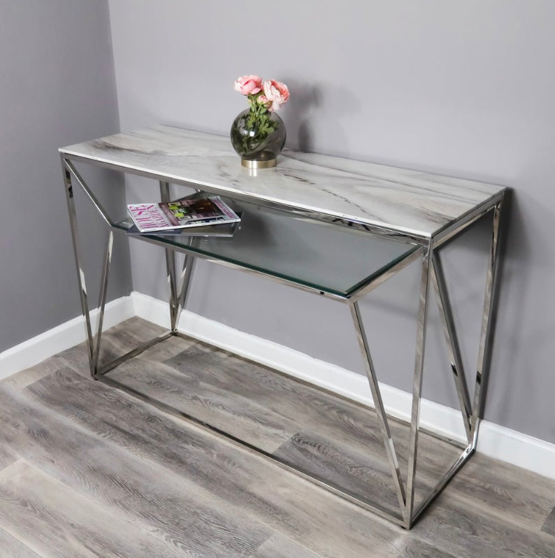Marble Glass Console Table CONS-MARBGLASS-01