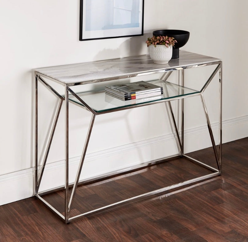 Marble Glass Console Table CONS-MARBGLASS-01
