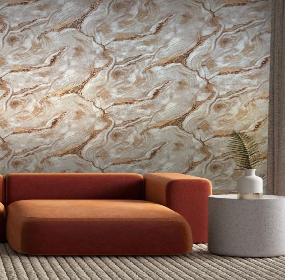 Rasch Vasari Marble Amber Wallpaper 529418